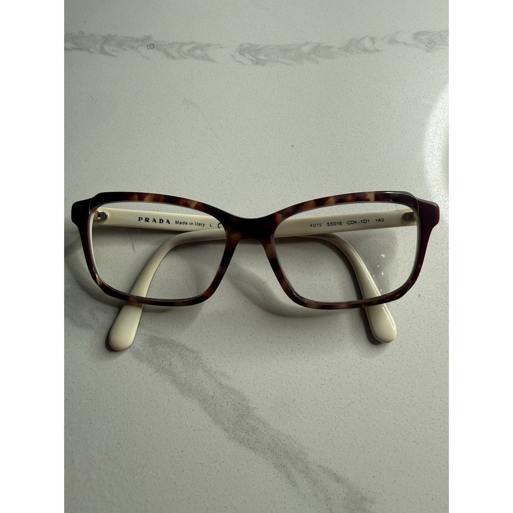 Prada Eyeglasses Frames Only, VPR 01V CDK-1O1, 53-16-140, Brown/Red, Italy